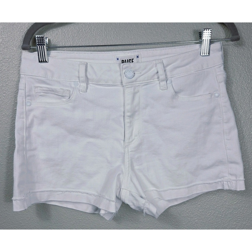 Paige White Denim Shorts Size 27 Mid Rise Cuffed Hem Classic Summer